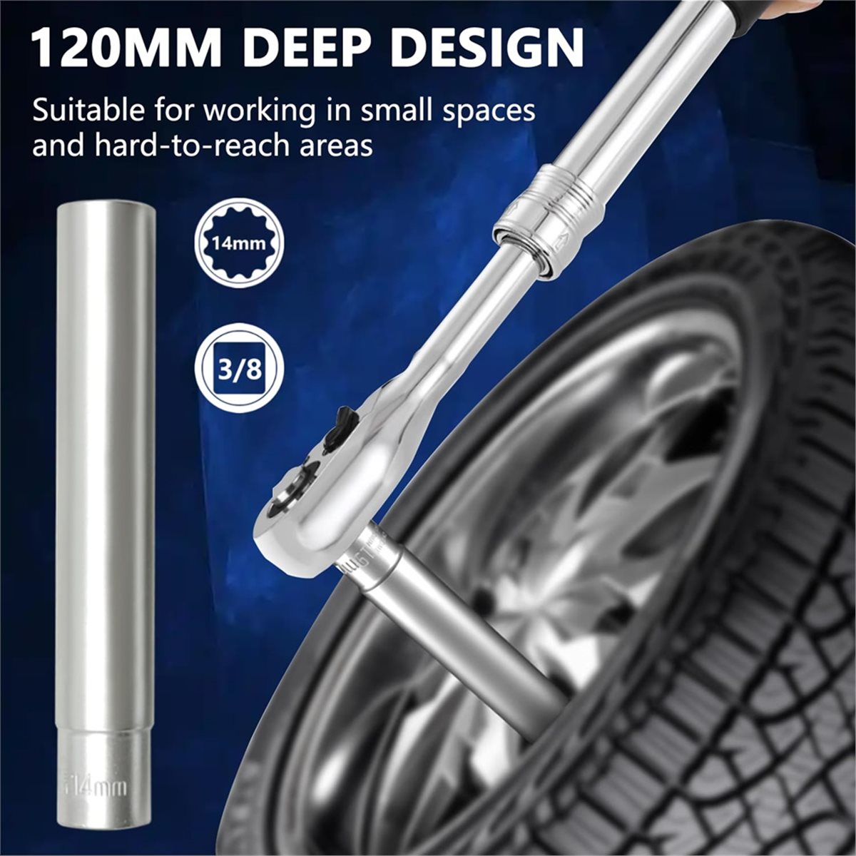 Impact Socket Thin Wall Deep Metric Set - A74U Zestaw 5 nasadek metrycznych, napęd