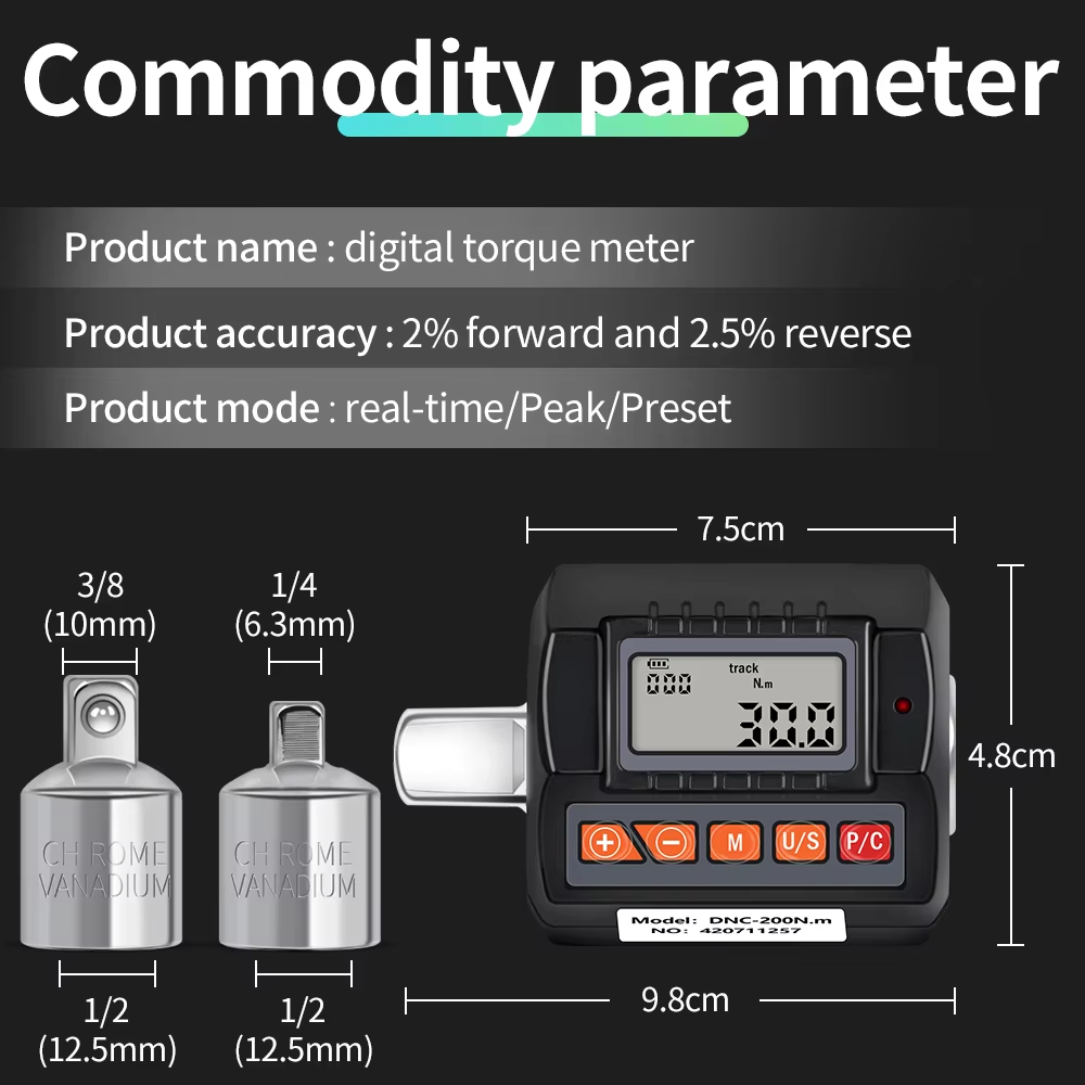 Digital Torque Wrench 1/2 Inch 200Nm - Cyfrowy miernik momentu obrotowego, zakres 1/2